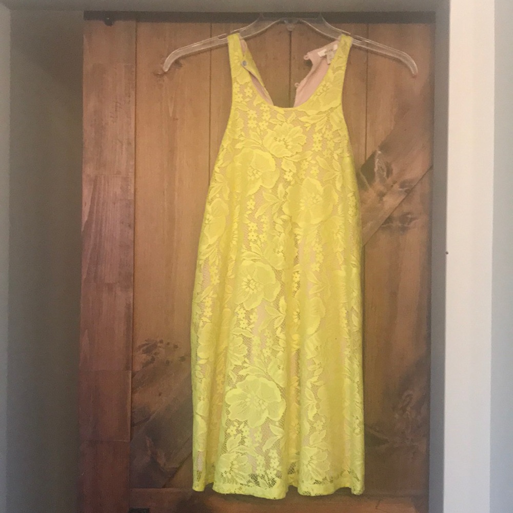 Yellow lace floral dress